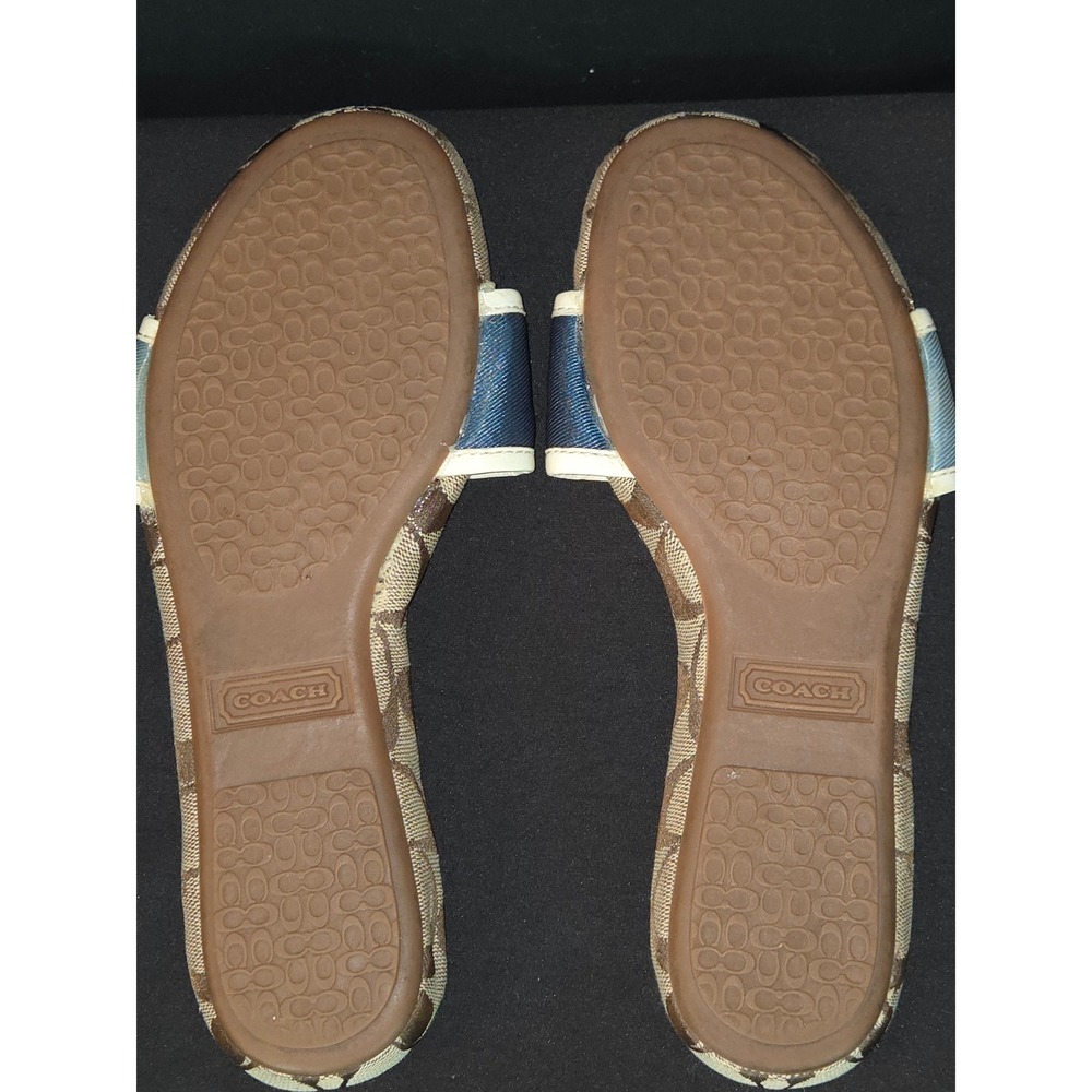 Coach Paula Slides Sandals Canvas Signature Logo Stripe Multicolor 7.5M - Picture 8 of 8